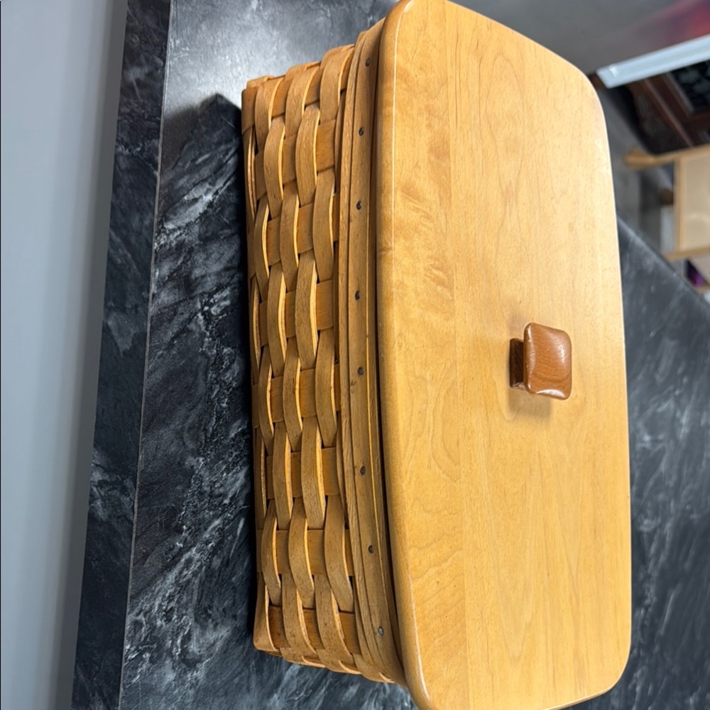 Longaberger Honey Brown Woven Wood Recipe Box